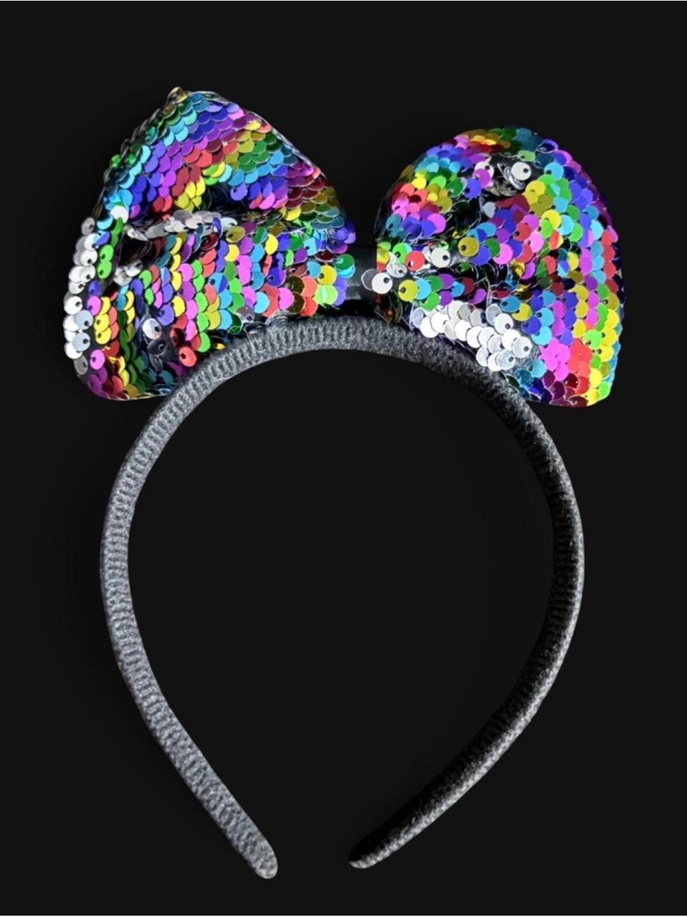 Kids Rainbow Sequin Bow Headband - Sparkling Multicolor